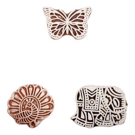 Set of 3 Piece New Mix Wooden Printing Block